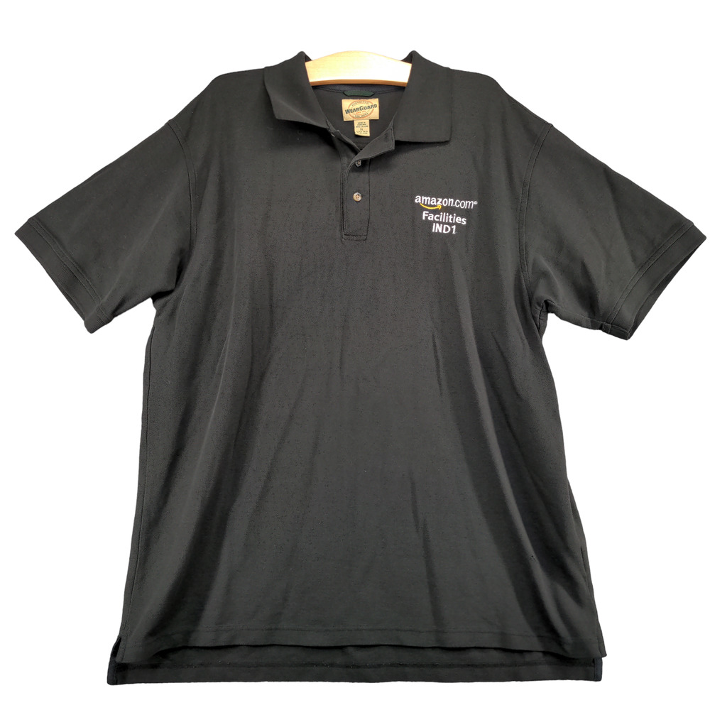 WearGuard Mens Amazon Work Polo Shirt Black Size XL Short Sleeve Embroidered